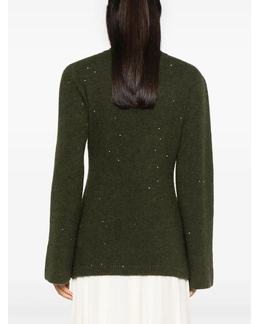 Fabiana Filippi Green Sequin-Embellished Cardigan