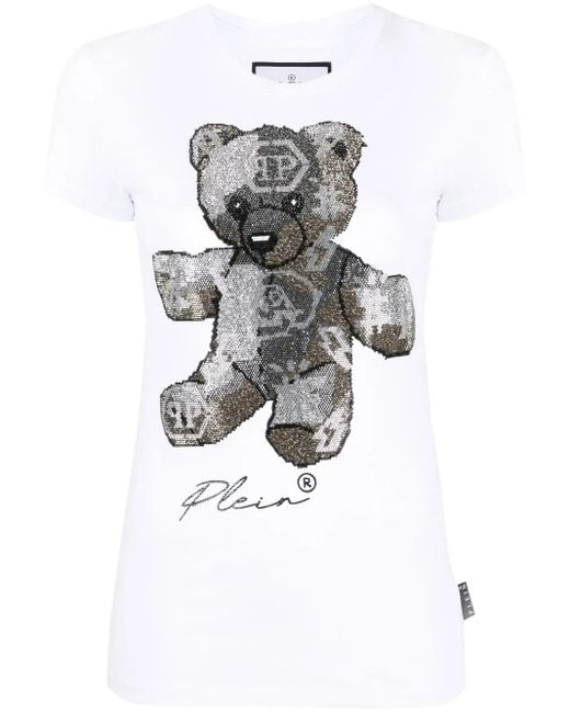 Philipp Plein White Graphic-Print Short-Sleeve T-Shirt