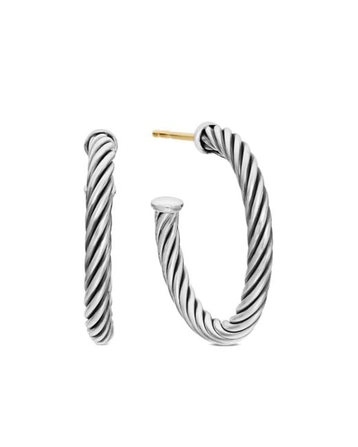 David Yurman White Sterling Cable Hoop Earrings