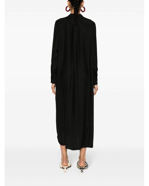 P.A.R.O.S.H. Black Long-sleeve Silk Dress