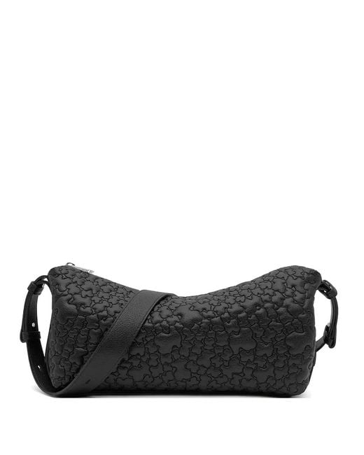 Tous Black Bear-Embossed Cross Body Bag