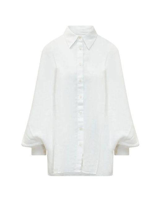 SOSUE White Balloon-Sleeve Blouse