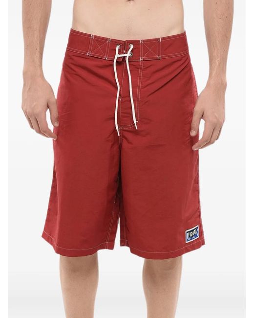 POLAR SKATE Red Drawstring-Fastening Swim Shorts for men