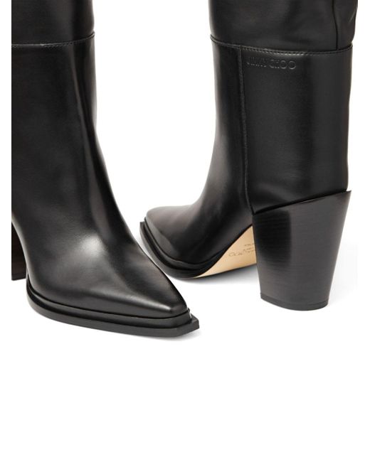 Jimmy Choo Black Cece 80 Leather Knee-high Boots