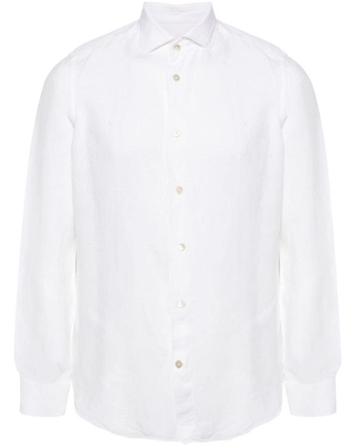 Eleventy Geknöpftes Leinenhemd in White für Herren