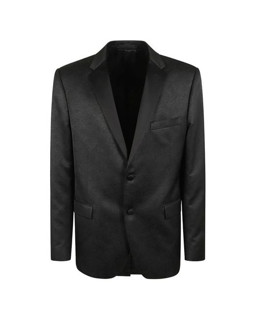 Lardini Black Satin-Lapel Linen Jacket for men