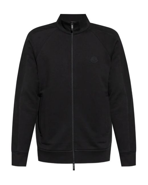 Felpa Con Logo E Zip di Moncler in Black da Uomo