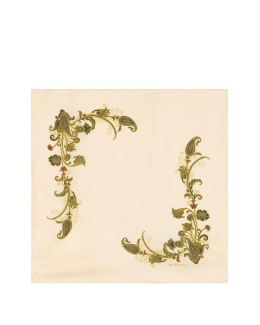 Etro Natural Paisley-Print Pocket Square for men