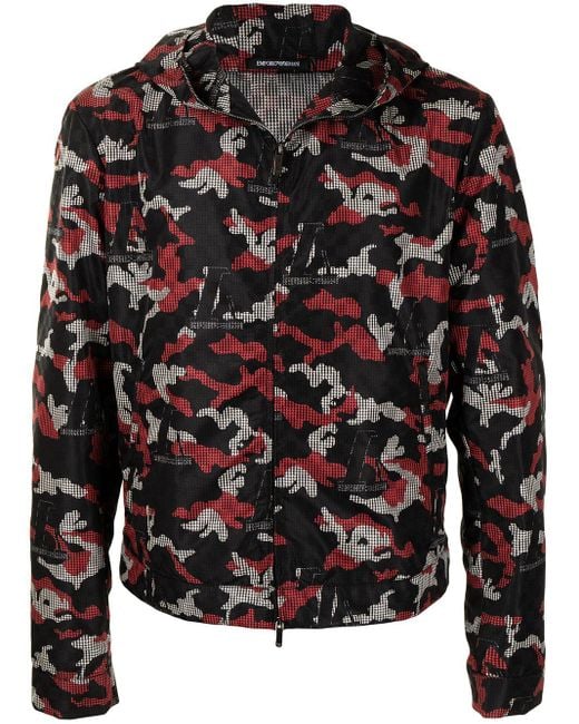 Emporio Armani Multicolor Camouflage-print Hooded Jacket for men