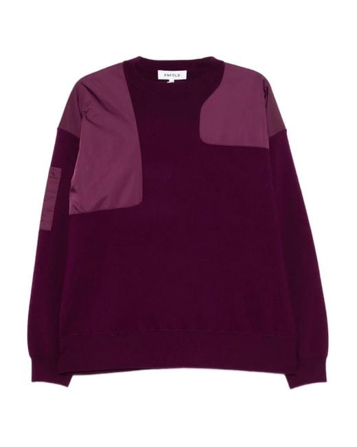 Enfold Trui Met Patchwork En Lange Mouwen in het Purple