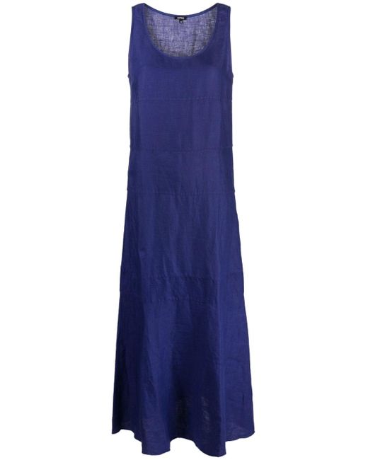 Aspesi Panelled Linen Maxi Dress in Blue | Lyst