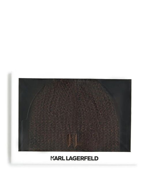 Karl Lagerfeld Black K/Monogram Beanie Hat for men
