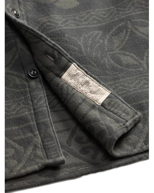 RRL Black Abstract-Pattern Overshirt for men
