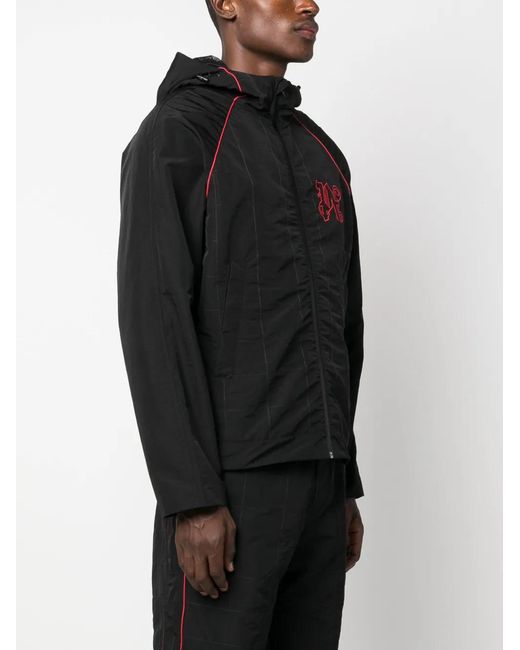 Palm Angels Black Logo-Embroidered Shell Jacket