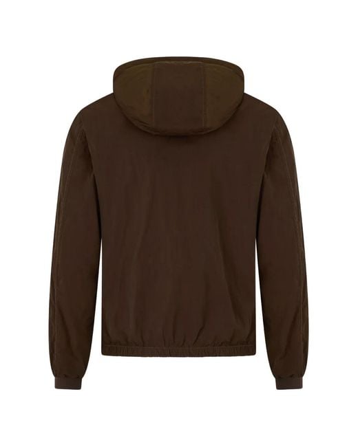 Moorer Brown Zip Hooded Jacket for men