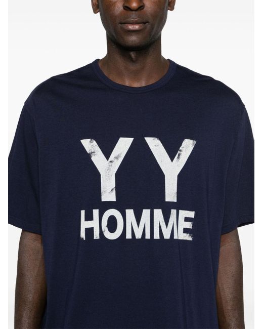 Yohji Yamamoto T-Shirt mit Logo-Print in Blue für Herren