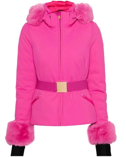 Goldbergh Pink Skianzug Faux Border Mit Faux Fur