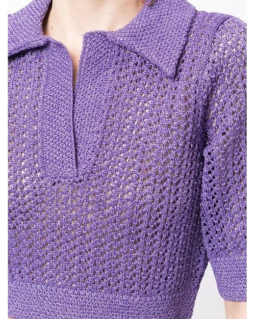 Alice McCALL Purple Gestricktes Flicker Poloshirt