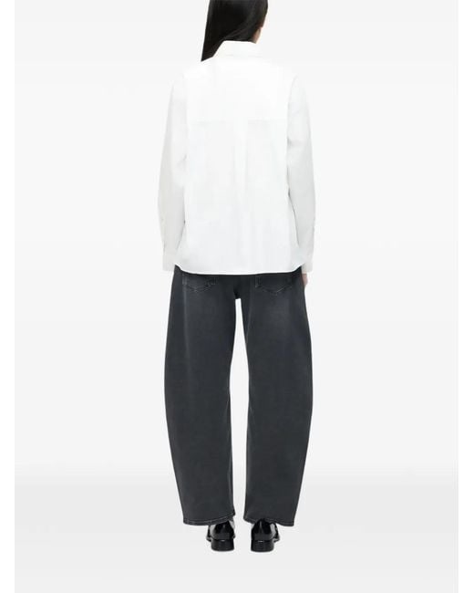 Moschino White Asymmetric Logo-Embroidered Shirt