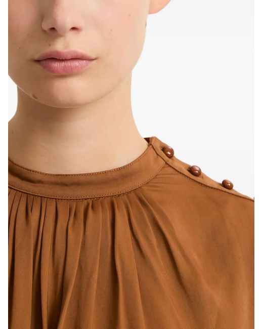 Yves Salomon Brown Button-Embellishment Blouse