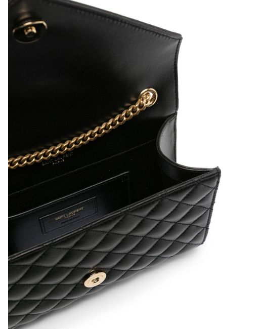 Saint Laurent Black Envelope Small Matelassé Leather Crossbody Bag