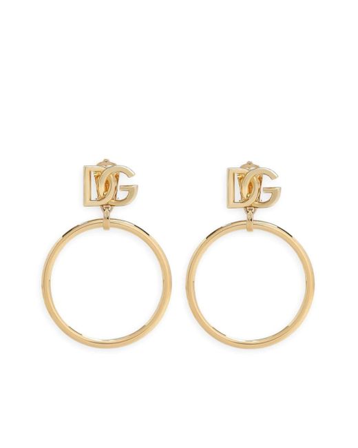 Dolce & Gabbana Metallic Dg Logo-charm Hoop Earrings