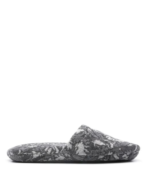 Versace White Jacquard Cotton-Blend Slippers