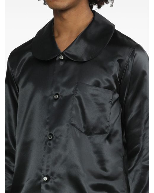 COMME DES GARÇON BLACK Black Rounded-collar Satin Shirt