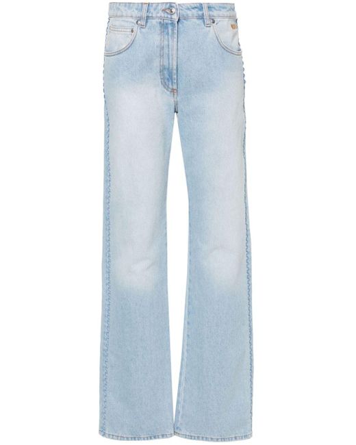 MSGM Blue Halbhohe Straight-Leg-Jeans