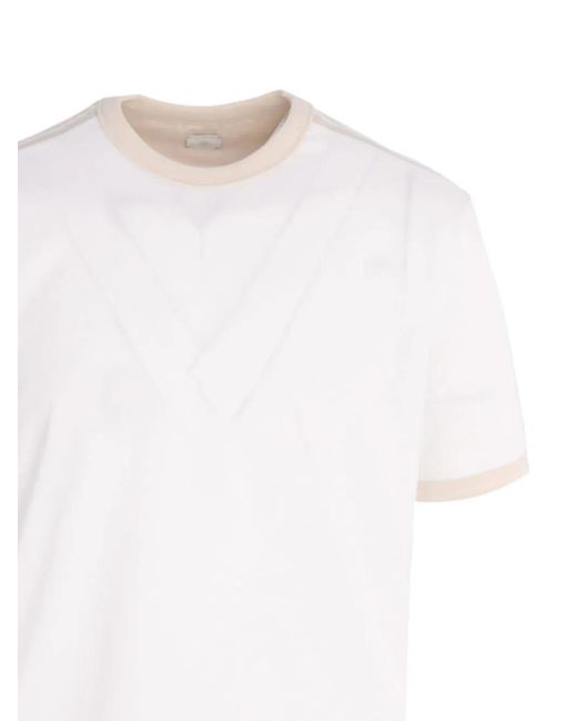 Eleventy White Contrast Trim T-Shirt for men