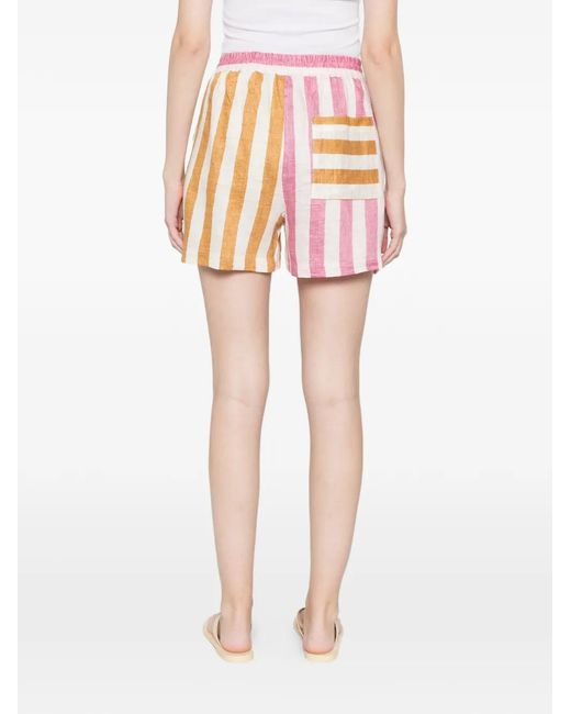 SUSANNA BLU Pink Striped Drawstring Shorts