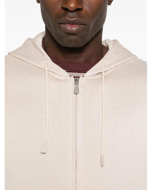 Eleventy White Zip-Up Hoodie for men