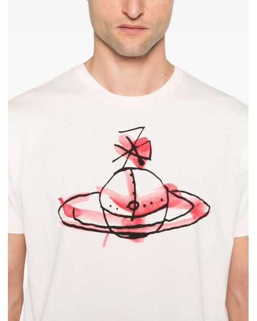 Vivienne Westwood T-Shirt Met Orb-Print Van Biologisch Katoen in het Pink