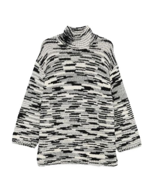 Marc O' Polo Gray Stripe-Pattern Sweater