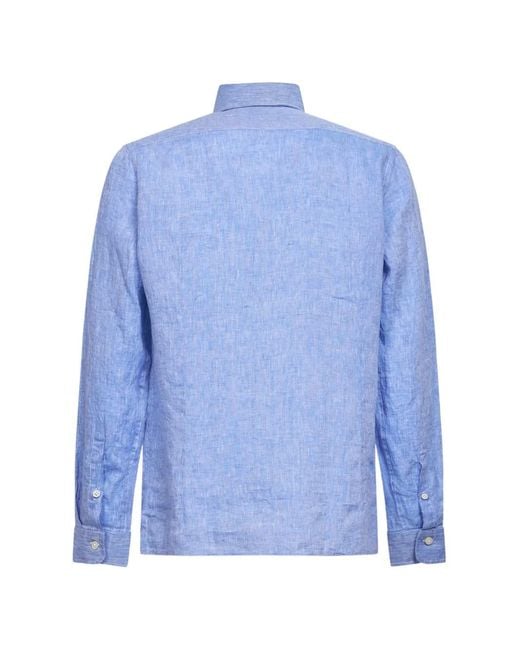 D4.0 Blue Button Light Polo Shirt for men