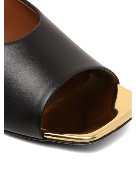 Pollini Black Open Toe Leather Sandals