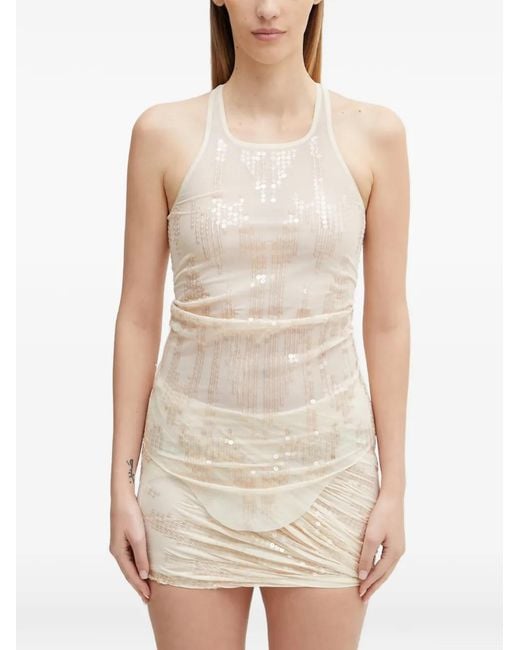 Rick Owens White Sequin-Embellished Semi-Sheer Top
