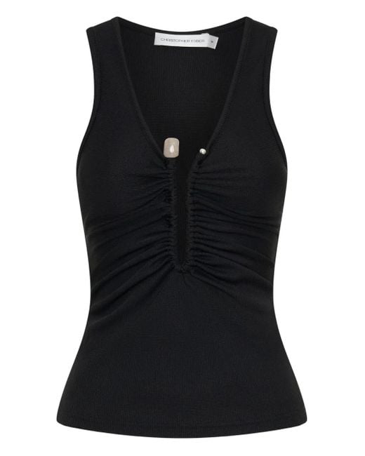 Christopher Esber Black Crystal Pin Tank Top