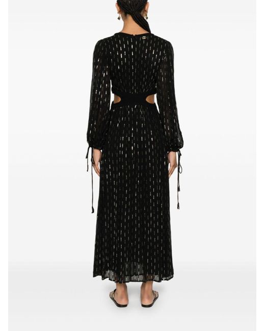 Twin Set Black Sequin-embellished Georgette Midi Dress