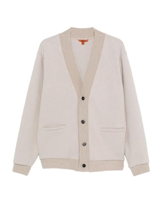 Barena White Buttoned Contrast-Panel Cardigan for men