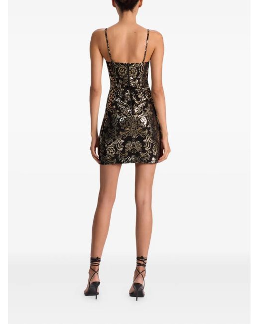 Alice + Olivia Black Fifi Minikleid mit Spaghettiträgern