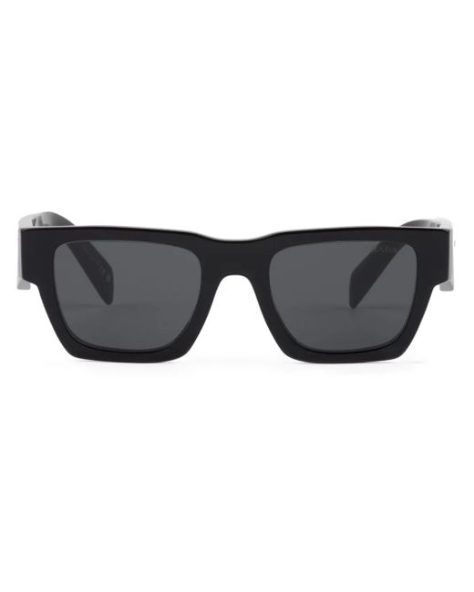 Prada Black Square-Frame Logo-Engraved Sunglasses for men
