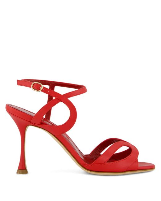 Manolo Blahnik Red 90Mm Elfajrsan Sandals