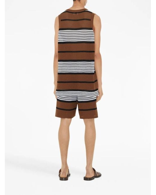 Burberry Multicolor Perforated Striped Bermuda Shorts for men