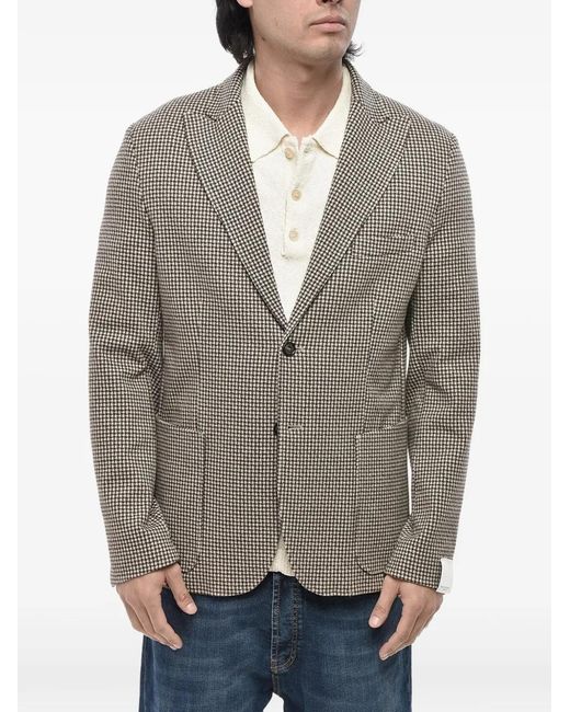 Paolo Pecora Gray Houndstooth Single-Breasted Blazer for men