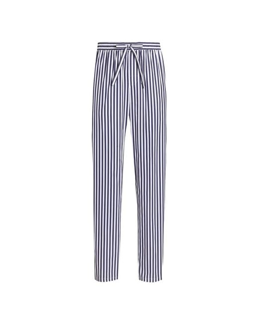 Dolce & Gabbana Blue Striped Poplin Vanity Trousers With Piping for men