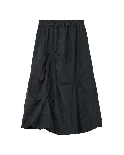 B+ AB Gedrapeerde Midi-Ballonrok in het Black