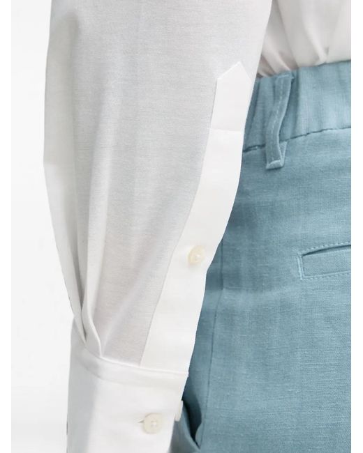 Trussardi White Logo-Embroidered Long-Sleeve Shirt for men
