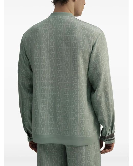 Camicia A Maniche Lunghe Con Stampa Leone di Domaine Des Artistes in Green da Uomo