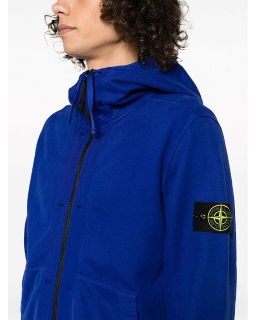 Stone Island Compass-patch Cotton Hoodie in Blue for Men